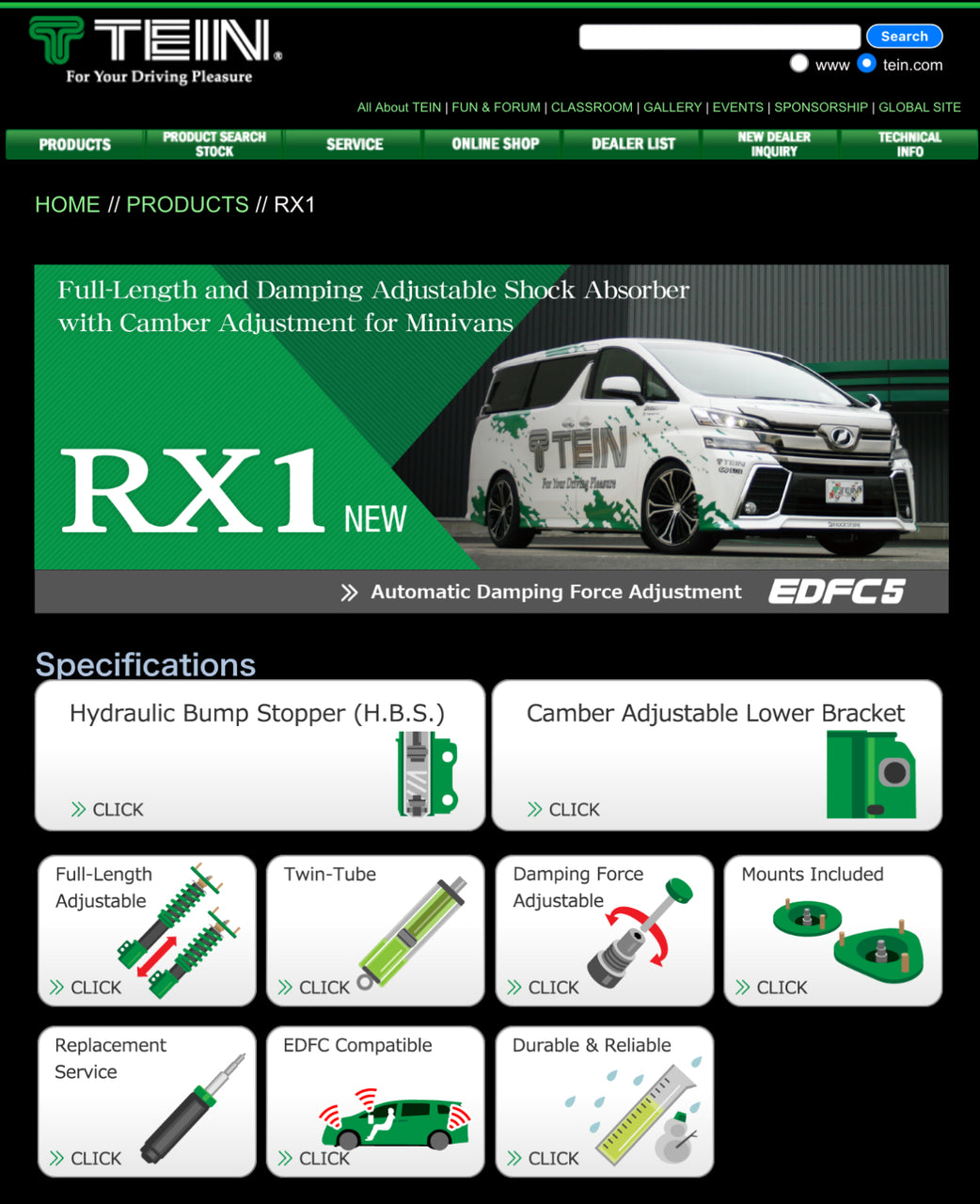 2011-2020 Toyota Sienna Tein RX1 Coilovers