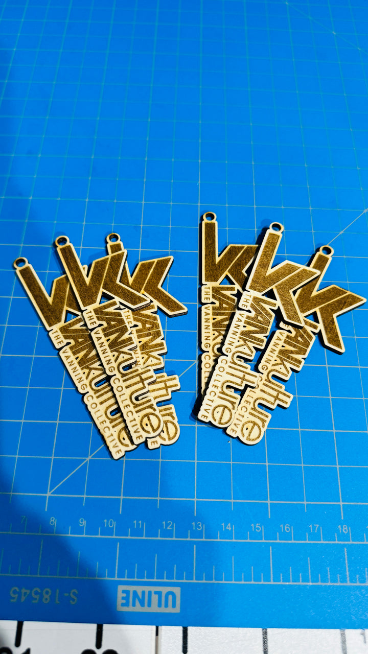 VK Vertical Wooden Keychains